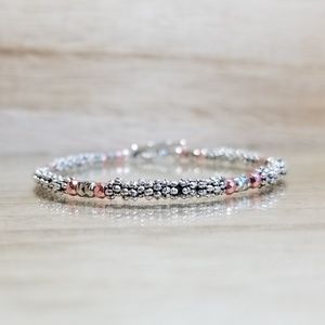 Rose Gold Diamond Cut Beaded Toggle Bracelet